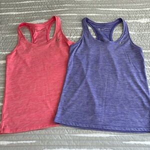 2 Women’s Under Armour Heat Gear Racerback Workout Tanks - Small